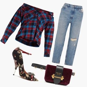 Plaid Off-Shoulder Anna October Top